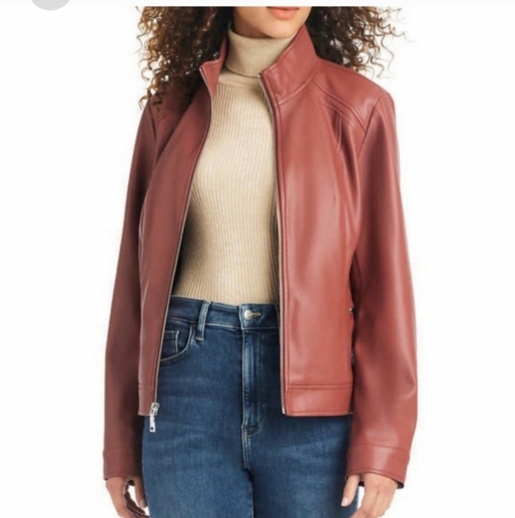 Vince Camuto Womens Faux Leather Jacket, pink nwt - Picture 1 of 10